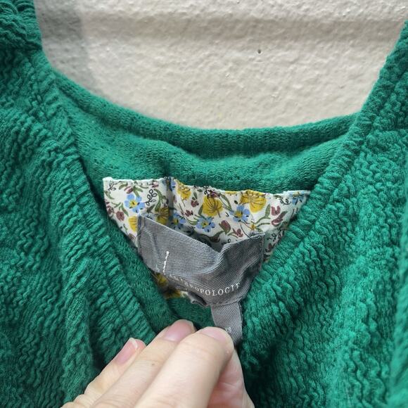 Anthropologie Kelly Green Textured Ruffle Off The Shoulder Top SZ XS Preppy Boho - Picture 4 of 7